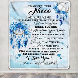 Personalized To My Niece Gifts From Aunt Uncle Niece Blanket Dream Catcher Blue Niece Birthday Gifts Graduation Christmas Customized Fleece Throw Blanket