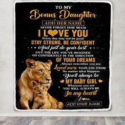 Personalized To My Bonus Daughter Gifts From Stepmother Blanket Lion Never Forget How Much I Love You Stepdaughter Birthday Gifts Christmas Fleece Blanket