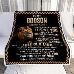 Personalized To My Godson Gifts From Uncle Godmother Aunt Blanket Old Lion Love You Godson Birthday Gifts Graduation Christmas Customized Fleece Throw Blanket