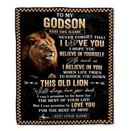 Personalized To My Godson Gifts From Uncle Godmother Aunt Blanket Old Lion Love You Godson Birthday Gifts Graduation Christmas Customized Fleece Throw Blanket