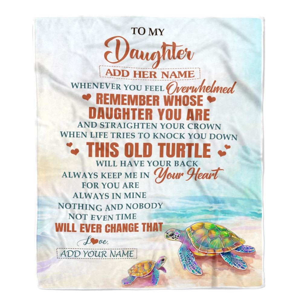 Personalized To My Daughter Gifts Blanket From Mom Dad Whenever Turtle Unique Birthday Gifts For Daughter Graduation Christmas Custom Fleece Throw Blanket