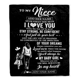 Personalized To My Niece Gifts From Aunt Auntie Blanket Never Forget How Much I Love You Niece Birthday Graduation Christmas Customized Fleece Throw Blanket
