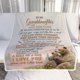 Personalized To My Granddaughter Gifts Blanket From Grandma Bear My Only Wish For You Granddaughter Birthday Gifts Graduation Christmas Fleece Throw Blanket
