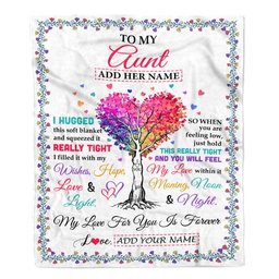 Personalized To My Aunt Gifts From Niece Nephew Hugged Blanket Birthday Gifts For Aunt Mothers Day Thanksgiving Christmas Customized Fleece Throw Blanket