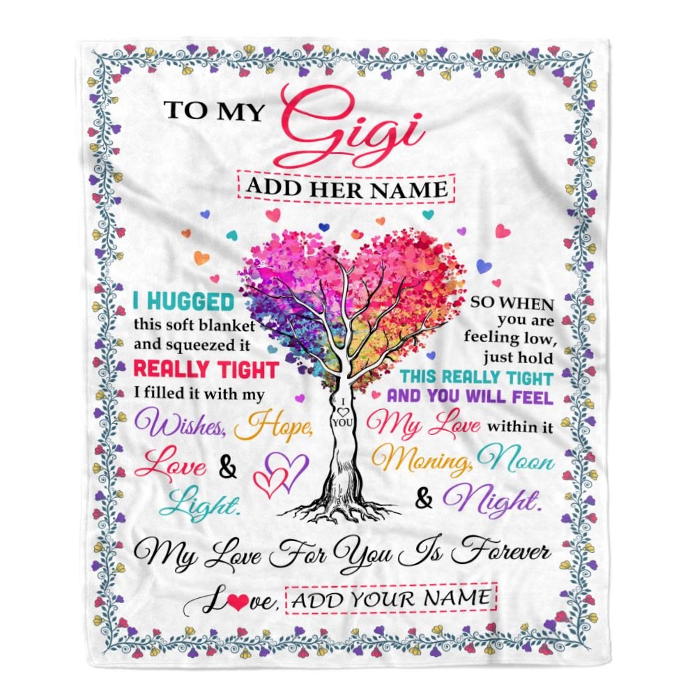 Personalized To My Gigi Gifts From Granddaughter Grandson Hugged Blanket Birthday Gifts For Gigi Mothers Day Thanksgiving Christmas Customized Fleece Blanket