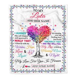 Personalized To My Lala Gifts From Granddaughter Grandson Hugged Blanket Birthday Gifts For Lala Mothers Day Thanksgiving Christmas Customized Fleece Blanket