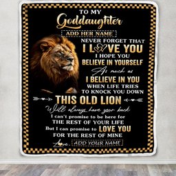 Personalized To My Goddaughter Gifts From Godfather Godmother Blanket Old Lion Love You Goddaughter Birthday Gifts Graduation Christmas Fleece Throw Blanket