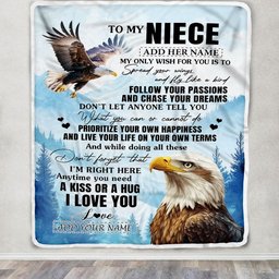 Personalized To My Niece Gifts Blanket From Aunt Uncle Eagle My Only Wish For You Niece Birthday Gifts Graduation Christmas Customized Fleece Throw Blanket