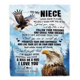 Personalized To My Niece Gifts Blanket From Aunt Uncle Eagle My Only Wish For You Niece Birthday Gifts Graduation Christmas Customized Fleece Throw Blanket