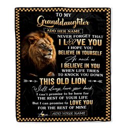 Personalized To My Granddaughter Gifts From Grandpa Grandma Blanket Old Lion Love You Granddaughter Birthday Gifts Graduation Christmas Fleece Throw Blanket