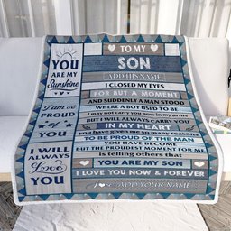 Personalized To My Son Blanket From Mom Dad Mother Wood I Closed My Eyes Gifts For Son Birthday Gifts Graduation Christmas Customized Fleece Throw Blanket