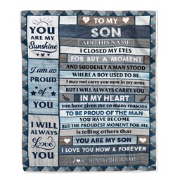 Personalized To My Son Blanket From Mom Dad Mother Wood I Closed My Eyes Gifts For Son Birthday Gifts Graduation Christmas Customized Fleece Throw Blanket