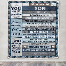 Personalized To My Son Blanket From Mom Dad Mother Wood I Closed My Eyes Gifts For Son Birthday Gifts Graduation Christmas Customized Fleece Throw Blanket