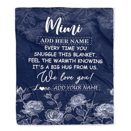 Personalized To My Mimi Gifts Blanket From Granddaughter Grandson Blue Flower Love You Birthday Gifts For Mimi Mothers Day Christmas Mimi Fleece Blanket