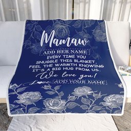 Personalized To My Mamaw Gifts Blanket From Granddaughter Grandson Blue Flower Love You Birthday Gifts For Mamaw Mothers Day Christmas Mamaw Fleece Blanket