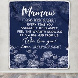 Personalized To My Mamaw Gifts Blanket From Granddaughter Grandson Blue Flower Love You Birthday Gifts For Mamaw Mothers Day Christmas Mamaw Fleece Blanket
