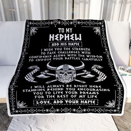 Personalized To My Nephew Viking Blanket From Aunt Uncle Auntie I Wish You The Strength Scandinavian Norse Runes Viking For Men Birthday Gifts Fleece Blanket