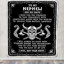 Personalized To My Nephew Viking Blanket From Aunt Uncle Auntie I Wish You The Strength Scandinavian Norse Runes Viking For Men Birthday Gifts Fleece Blanket