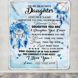 Personalized To My Daughter Gifts From Mom Dad Blanket Dream Catcher Blue Daughter Birthday Gifts Graduation Christmas Custom Fleece Throw Blanket