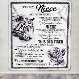 Personalized To My Niece Gifts Blanket From Aunt Uncle Whenever White Tiger Unique Birthday Gifts For Niece Graduation Christmas Customized Fleece Blanket