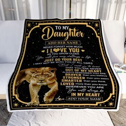 Personalized To My Daughter Gifts From Mom Dad Mother Blanket Lion I Love You Graduation Birthday Gifts For Daughter Christmas Customized Fleece Throw Blanket