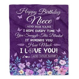Personalized Happy Niece Birthday Gifts From Aunt Uncle Blanket Purple Floral Unique Birthday Gift Niece Gifts Customized Fleece Throw Blanket