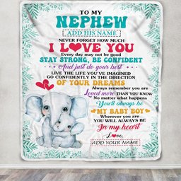 Personalized To My Nephew Gifts From Aunt Auntie Blanket Elephant Never Forget How Much I Love You Nephew Birthday Gifts Graduation Christmas Fleece Blanket