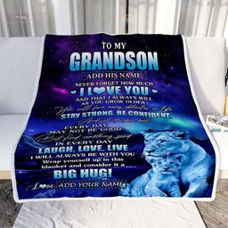 Personalized To My Grandson Gifts From Grandma Gigi Blanket Laught Love Live Lion Great Grandson Birthday Gifts Graduation Christmas Customized Fleece Blanket