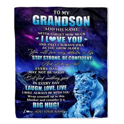 Personalized To My Grandson Gifts From Grandma Gigi Blanket Laught Love Live Lion Great Grandson Birthday Gifts Graduation Christmas Customized Fleece Blanket