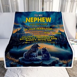 Personalized To My Nephew Gifts From Aunt Uncle Blanket Don't Give Up Wolf Gifts For Nephew Birthday Graduation Christmas Customized Fleece Throw Blanket