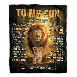 Personalized To My Son Lion Blanket From Dad Father Never Forget That I Love You Son Birthday Gifts Graduation Christmas Customized Fleece Throw Blanket