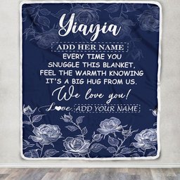 Personalized To My Yiayia Gifts Blanket From Granddaughter Grandson Blue Flower Love You Birthday Gifts For Yiayia Mothers Day Christmas Yiayia Fleece Blanket