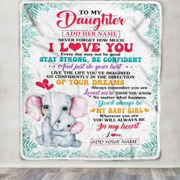 Personalized To My Daughter Gifts From Mom Dad Blanket Elephant Never Forget How Much I Love You Daughter Birthday Gifts Graduation Christmas Fleece Blanket