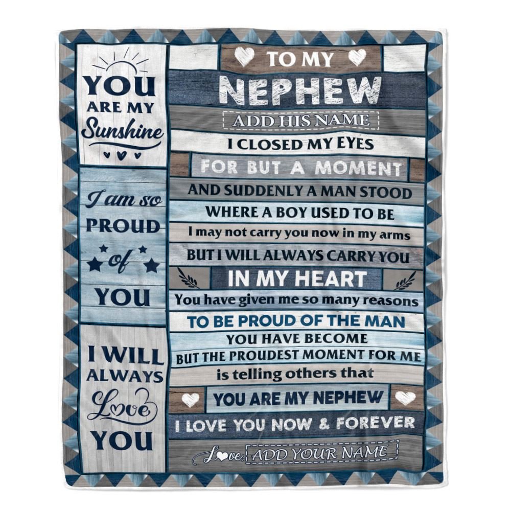 Personalized To My Nephew Blanket From Aunt Uncle Auntie Wood I Closed My Eyes Gifts For Nephew Birthday Gifts Graduation Christmas Customized Fleece Blanket