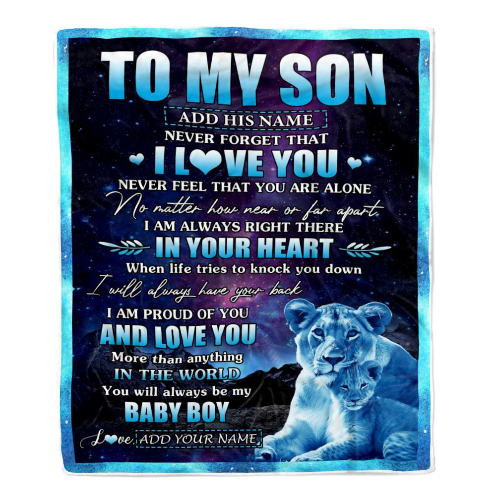 Personalized To My Son Gifts From Mom Mother Blanket I Love You Lion Birthday Gift Ideas For Son Graduation Christmas Customized Fleece Throw Blanket