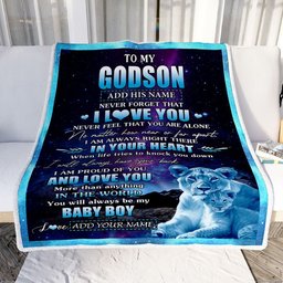 Personalized To My Godson Gifts From Godmother Aunt Blanket I Love You Lion Birthday Gift Ideas For Godson Graduation Christmas Customized Fleece Blanket