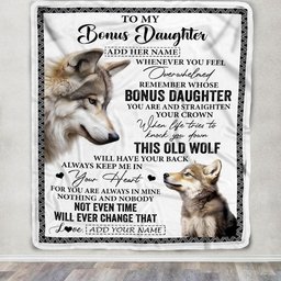Personalized To My Bonus Daughter Gifts Blanket From Stepmom Whenever Wolf Unique Birthday Gifts For Stepdaughter Graduation Christmas Custom Fleece Blanket