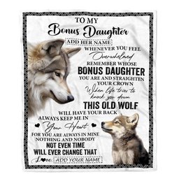 Personalized To My Bonus Daughter Gifts Blanket From Stepmom Whenever Wolf Unique Birthday Gifts For Stepdaughter Graduation Christmas Custom Fleece Blanket