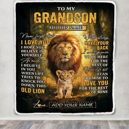 Personalized To My Grandson Lion Blanket From Grandpa Papa Never Forget That I Love You Grandson Birthday Gifts Christmas Customized Fleece Throw Blanket