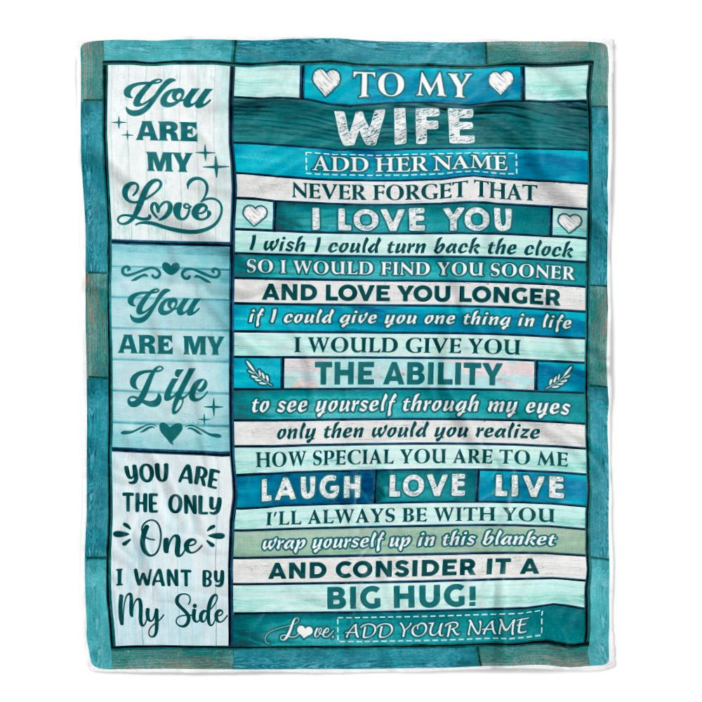 Personalized To My Wife From Husband Blanket Wood You Are My Love Birthday Gifts For Wife Anniversary Wedding For Her Valentines Christmas Fleece Blanket