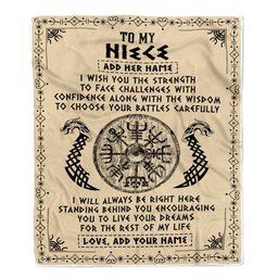 Personalized To My Niece Viking Blanket From Aunt Uncle I Wish You The Strength Scandinavian Norse Runes Viking For Women Birthday Gifts Fleece Blanket
