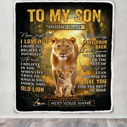 Personalized To My Son Lion Blanket From Mom Mother Never Forget That I Love You Son Birthday Gifts Graduation Christmas Customized Fleece Throw Blanket