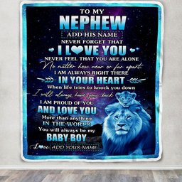 Personalized To My Nephew Gifts From Uncle Blanket I Love You Lion Birthday Gift Ideas For Nephew Graduation Christmas Customized Fleece Throw Blanket
