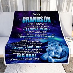 Personalized To My Grandson Gifts From Grandpa Papa Blanket Laught Love Live Lion Great Grandson Birthday Gifts Graduation Christmas Customized Fleece Blanket