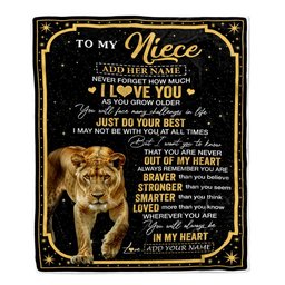 Personalized To My Niece Gifts From Aunt Uncle Auntie Blanket Lion I Love You Graduation Birthday Gifts For Niece Christmas Customized Fleece Throw Blanket