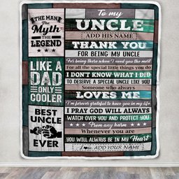 Personalized To My Uncle Gifts From Niece Nephew Blanket Wood Thank You For Being My Uncle Birthday Gifts Fathers Day Christmas Customized Fleece Throw Blanket