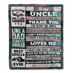 Personalized To My Uncle Gifts From Niece Nephew Blanket Wood Thank You For Being My Uncle Birthday Gifts Fathers Day Christmas Customized Fleece Throw Blanket