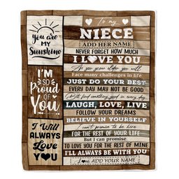 Personalized Gifts For Niece From Aunt Uncle Auntie Blanket Wood Love You Mothers Day Niece Gifts Birthday Graduation Christmas Customized Fleece Blanket