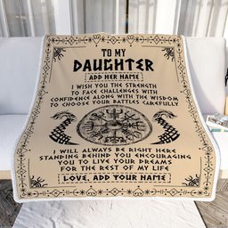 Personalized To My Daughter Viking Blanket From Mom Dad I Wish You The Strength Scandinavian Norse Runes Viking For Women Birthday Gifts Fleece Blanket