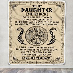 Personalized To My Daughter Viking Blanket From Mom Dad I Wish You The Strength Scandinavian Norse Runes Viking For Women Birthday Gifts Fleece Blanket